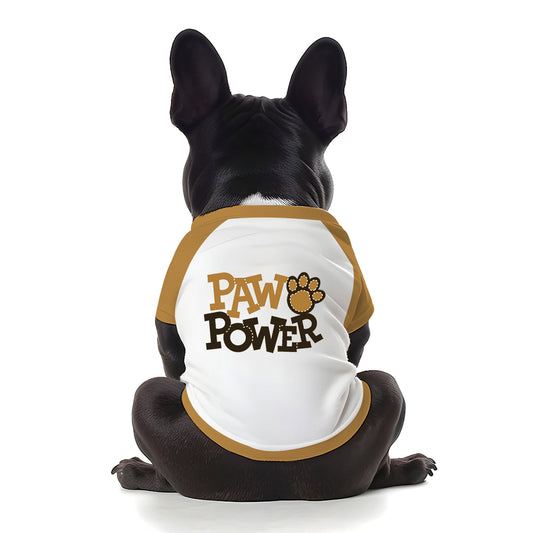 (3X010) FRANELA CON MANGA COLOR BLANCO PAW POWER MOSTAZA